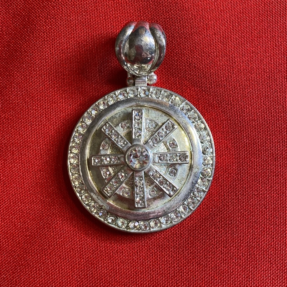Vintage Silver Tone Rhinestone Pendant